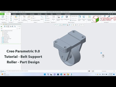 Creo Parametric 9.0 Tutorial - Belt Support Roller - Part Design