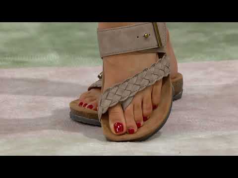 Earth Origins Braided Leather or Print Toe-Post Sandals - Onida on QVC