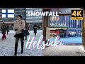 Helsinki Snowfall 4K Walking Tour Winter 2026 Finland