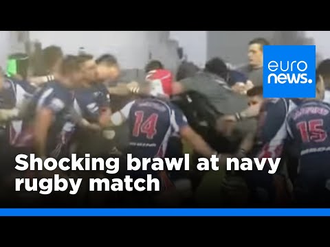 Britain vs France navy rugby match descends into brawl