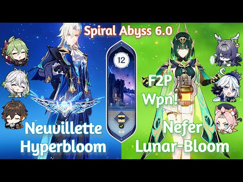 C0 Nefer Lunarbloom x C0 Neuvillette Hyperbloom - NEW Spiral Abyss 6.1 | Genshin Impact