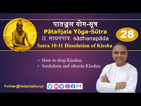 Patanjal Yoga Sutra 28 Sutra 2.10-11 - drop Klesha -क्लेश-पातञ्जल योग सूत्र  By Shri Yogesh Bagdi