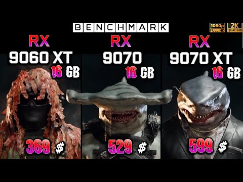 RX 9060 XT 16GB vs RX 9070 16GB vs RX 9070 XT 16GB / Test / 1080p - 1440p / in 8 Games