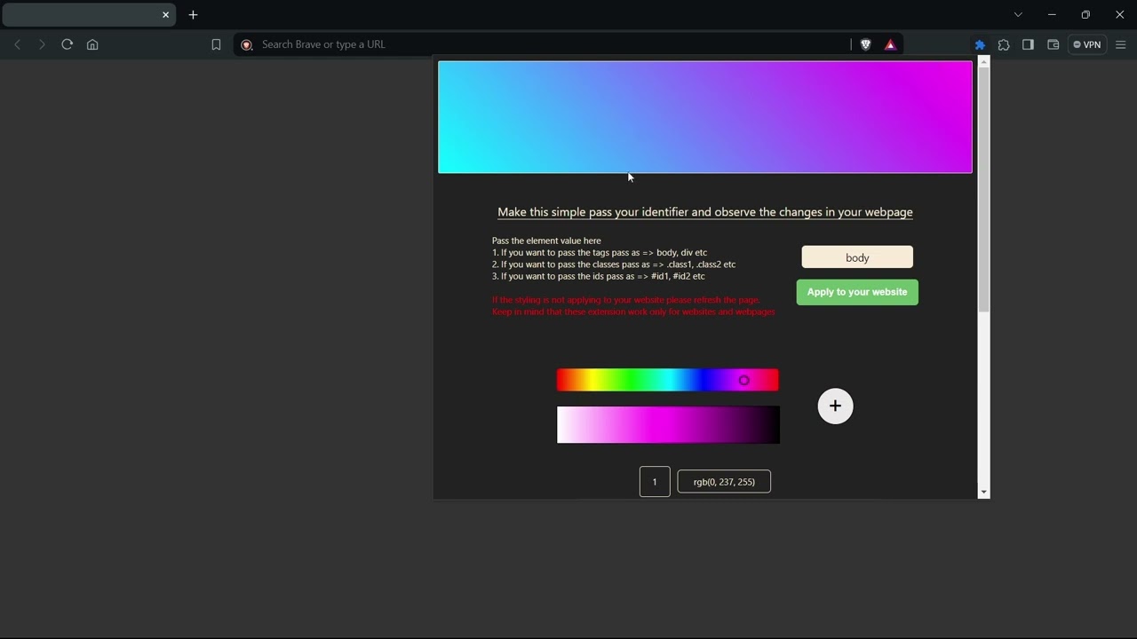 Gradient color creator extension | JavaScript | ( Day - 17/130 )
