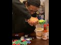 Guy is using citrus squeezer wrong and drops the lime in his Ramen.