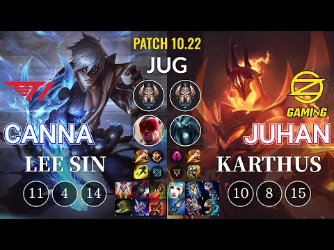 T1 Canna Lee Sin vs OZ Juhan Karthus Jungle - KR Patch 10.22