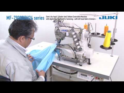 Automated station for hem and sleeves hemming JUKI MF-7913DR video