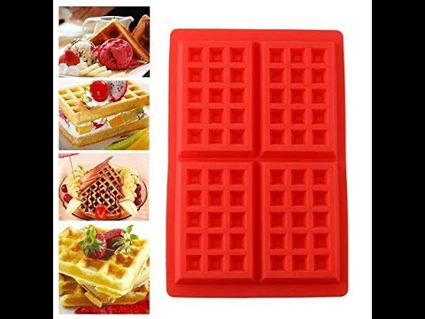 Silicon 4 Cavity Waffle Mould / Each Waffle 12 x 9 cm (Red)