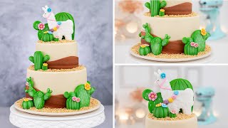 🌵 Desert Themed CAKE Decorating with Cactus and Llama 🌵