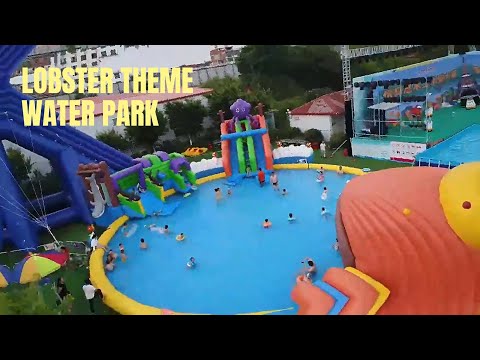 Ground Movable Inflatable Pool Ground Water Park Giant Slide Dual Swimming Pool#waterpark