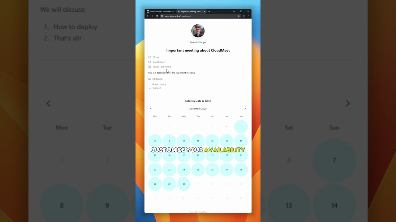 CloudMeet: Self-hosted Calendly alternative on Cloudflare  #github
