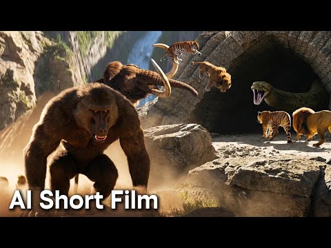Simba and Shere Khan vs Dinopithecus: When the Mammoth Becomes a Deadly Weapon – AI Short Film