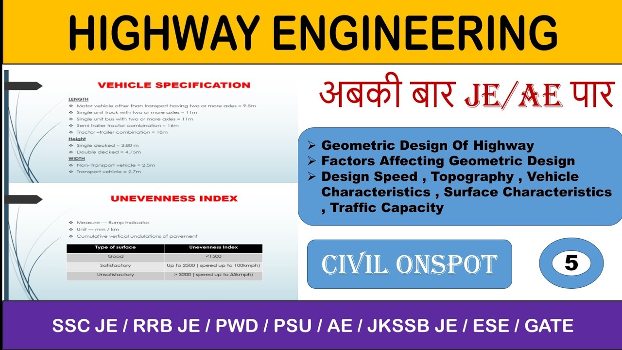 Highway Engineering | Geometric Design of Highway | Factors affecting geometric design || Jkssb JE