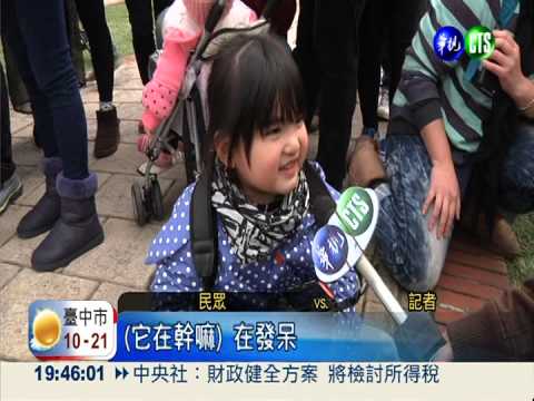 紙貓熊快閃宣傳 現身花博園區