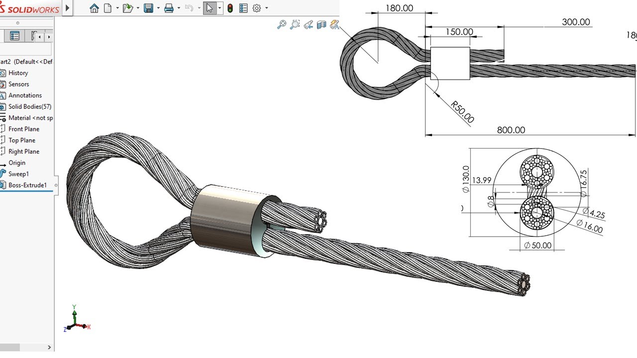 SolidWorks Tutorial for beginners .Wire  Rope