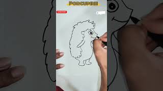 🦔 How to Draw a Cute Porcupine - Easy Step-by-Step Tutorial for Kids #PorcupineDrawing #shorts #kids