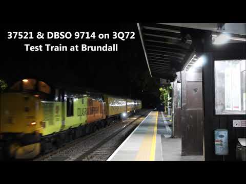 Colas Rail 37521 & DBSO 9714 on 3Q72 test train pass Brundall
