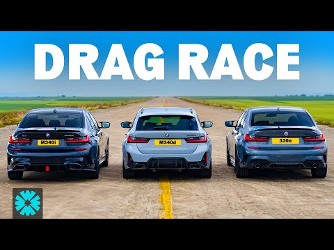Tuned BMW DRAG RACE: M340i v M340d v 330e