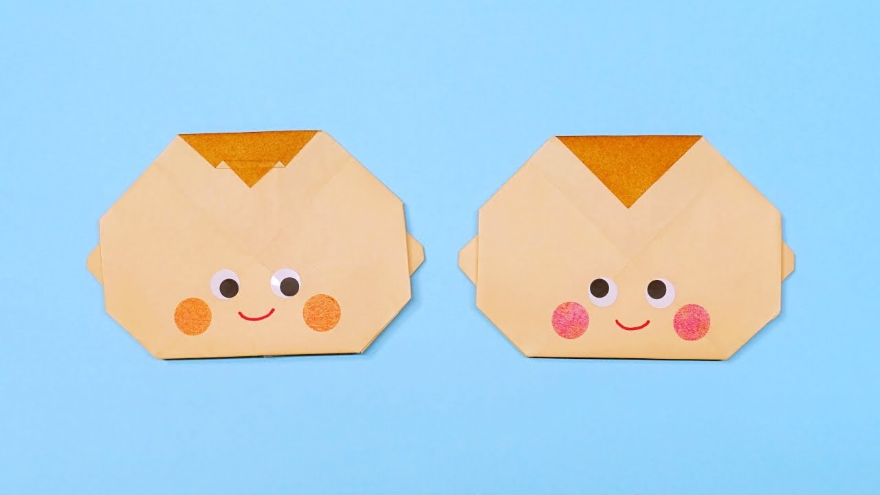 折り紙「赤ちゃんの顔」の折り方を音声解説（ともきち）