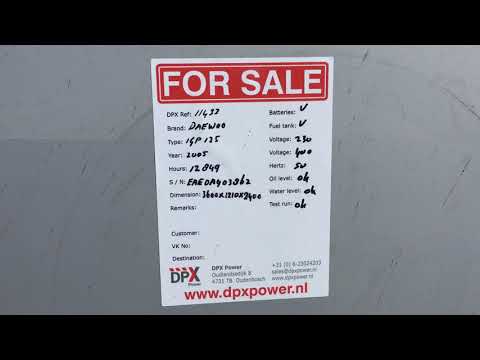 DPX Power: Daewoo 135 kVA Generator set - DPX-11433