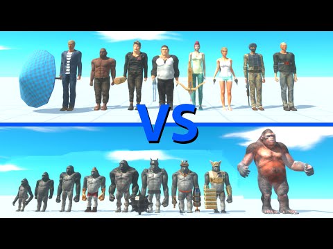 MODERN HUMANS Team vs MUTANT PRIMATES Team - Animal Revolt Battle Simulator