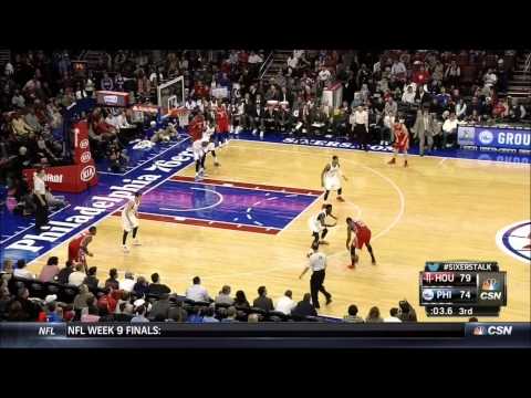 James Harden get HUGE block by Nerlens Noel !!
