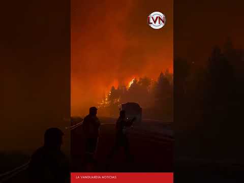 Chubut: Impactantes imágenes del avance del fuego en El Hoyo durante la noche