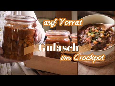Cook and preserve hearty goulash in the crockpot 🍲 our favorite meal prep recipe