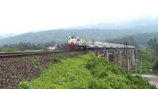 preview picture of video 'Train Railway : Sawunggalih passing Sokolimolas Bridge'