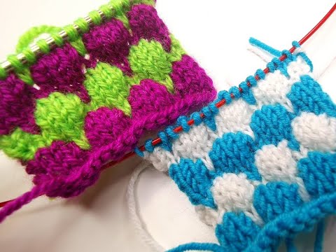 Bubblemuster stricken - in Reihen