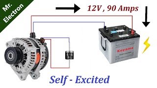 12v 90 Amps Car Alternator to Self Excited Generator using DIODE