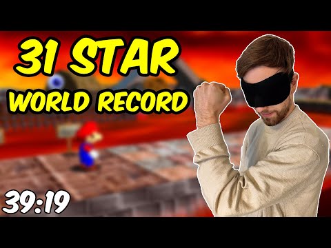Blindfolded Super Mario 64 - 31 Star Speedrun in under 40 minutes (WR)