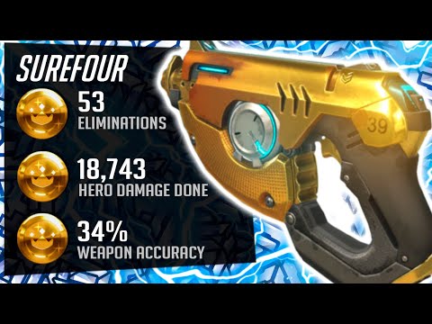 Surefour Carry Tracer and Hanzo - 53 elims! [ Overwatch Season 30 Top 500 ]