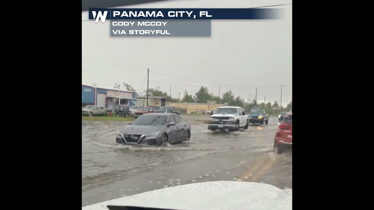 Roads wash away in Panama City as excessive rain floods Florida Panhandle