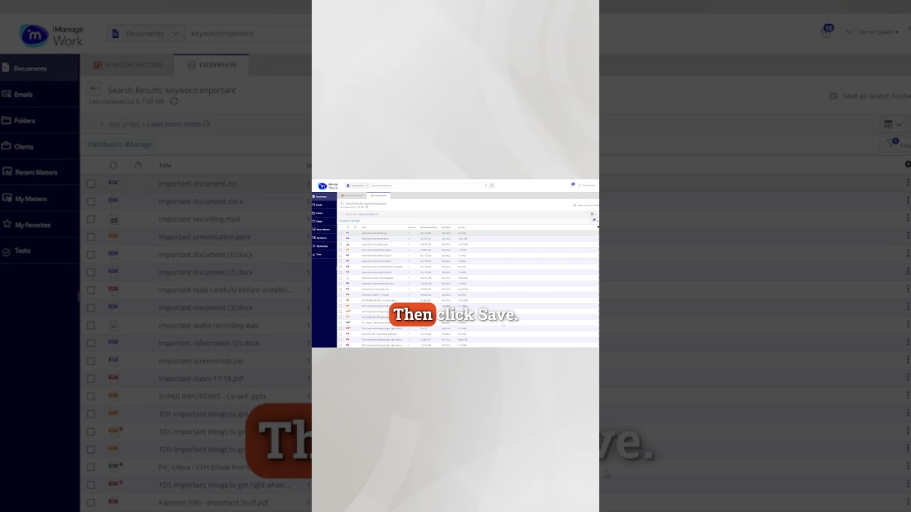 Saving a search result as a folder in iManage Work 10