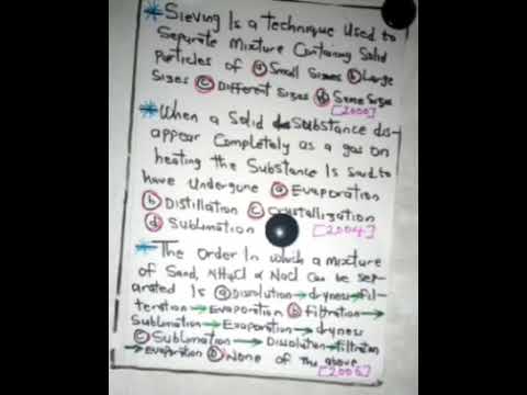 Chemistry Jamb past questions on separation techniques : sublimation,sieving, crystallization e.t.c