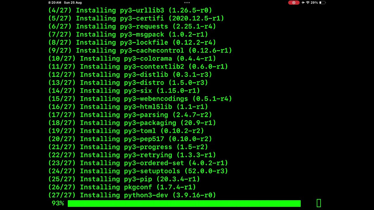 Apple IPAD: How to Install Python3, Python3-Dev, pip, git, curl with Ish-Terminal App
