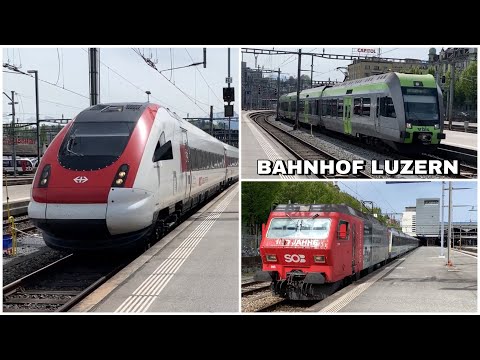Züge beim Bahnhof Luzern | Trains at Lucerne station (2019)