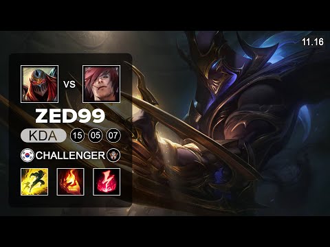 ZED99 Zed Mid vs Sett - KR Challenger Patch 11.16