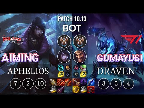 KT Aiming Aphelios vs T1 Gumayusi Draven Bot - KR Patch 10.13