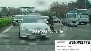 19aug2026 cte #SNR8277E tesla model 3 changing lane without due care