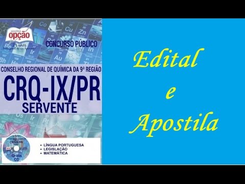 Edital e Apostila Concurso CRQ-IX PR Cargo Servente