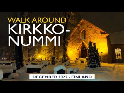 Snowfall Walk around Medieval Kirkkonummi Church, December 2022, Finland [4K]