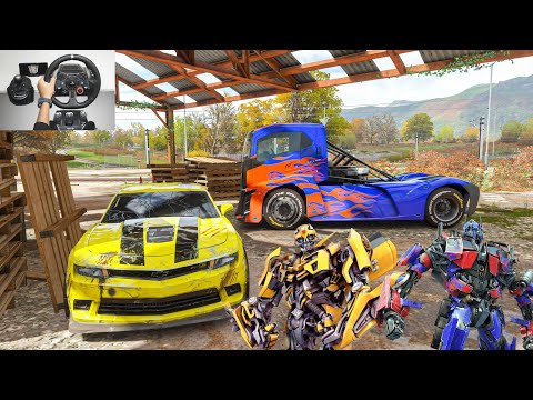 Optimus Prime Helps Bumblebee After The WAR | Transformers Forza Horizon 4 | Steeringwheel + Shifter
