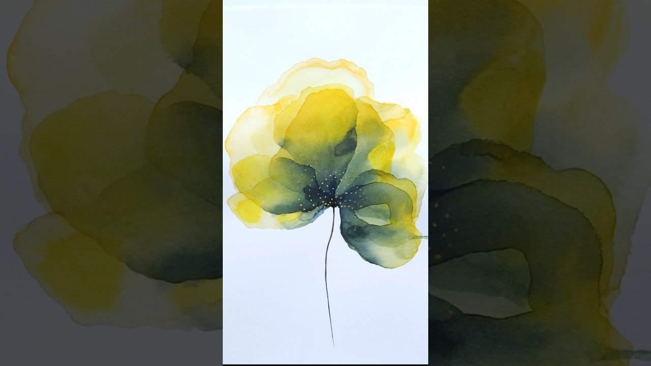 Meditating watercolor painting. Try this abstract technique to paint layered flowers!