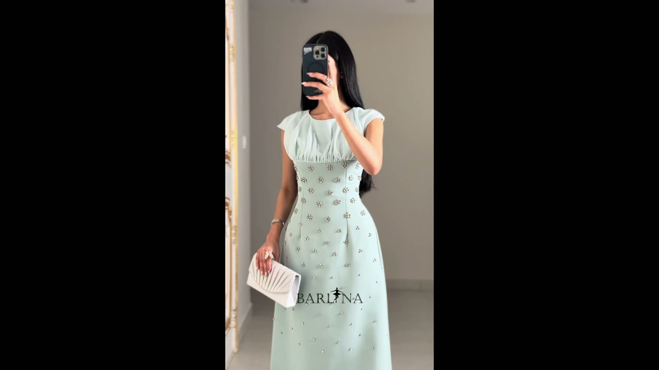 فستان مناسبات بخصر ضيق وكريستال متناثر - XXL - تيفاني