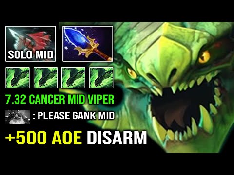 CANCER MID VIPER IS BACK +500 AoE Nosedive Disarm 100% Full Aghanim Effect Dota 2