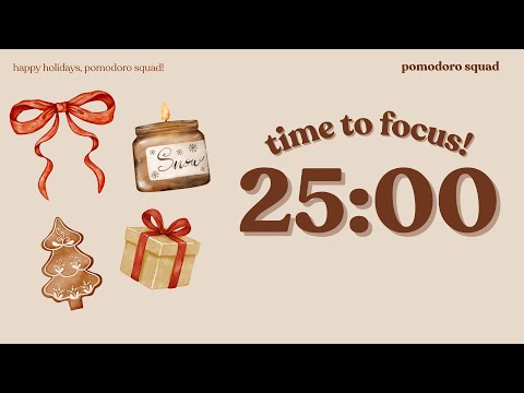 🎄🤎 christmas 3-hour study with me 25/5 pomodoro | lofi chill music | adhd for studying