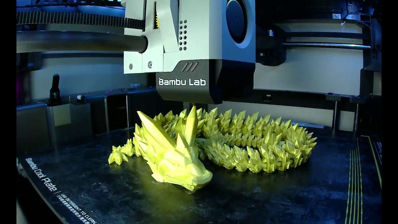Cinderwing3D Crystal Dragon 75% scale 3D print timelapse on Bambu X1 Carbon
