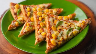 Don't Waste Leftover Bread, You Can Make Bread Pizza With That | Sweet corn Bread Pizza Recipe